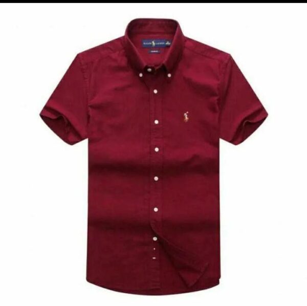 ralph short sleeve wine shirt