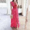 Floral Deep V Neck Sleeveless Dress