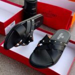 Crossed Studded Leather Palm Slippers
