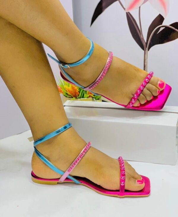 ladies colourful ankle straps flat sandals
