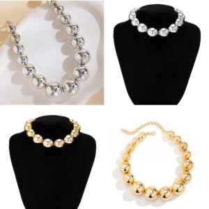Classic Exaggerated Large Round Bead Choker Necklace