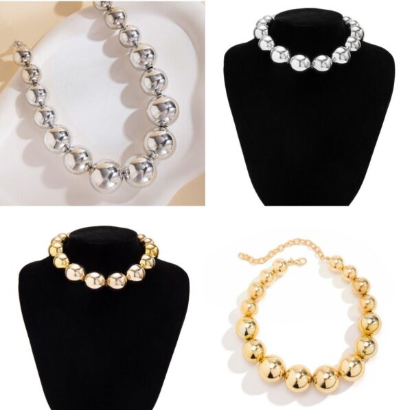 classic exaggerated large round bead choker necklace