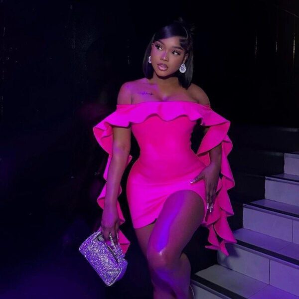 chic off the shoulder mini dress