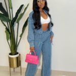 LADIES LUXE TWO PIECE DENIM SET