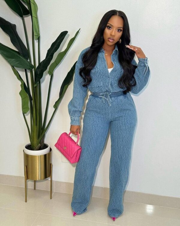 ladies luxe two piece denim set