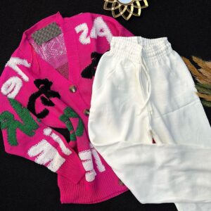 Letter Graphic Sweater & Jogger Pants