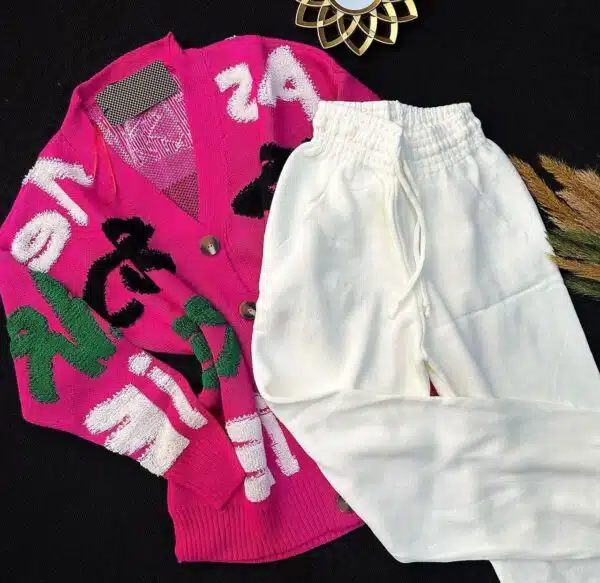 letter graphic sweater & jogger pants