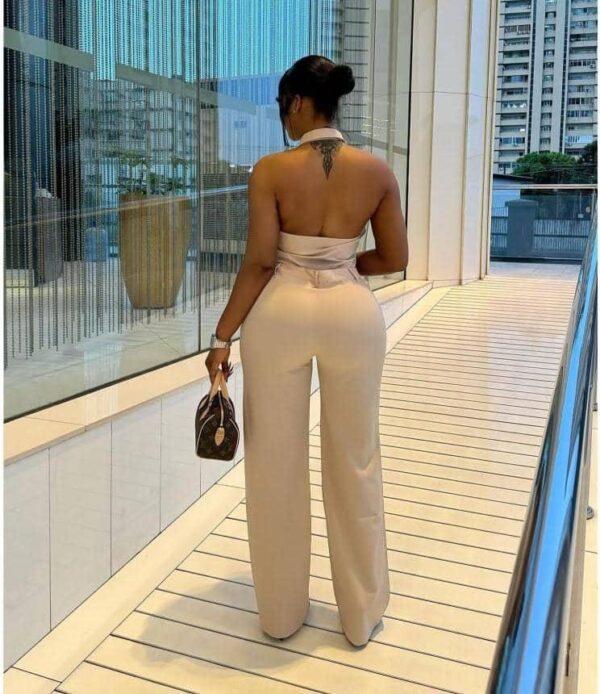 halter blazer vest and straight leg baggy pants
