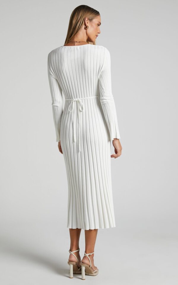 blaire long sleeve knit flare midi dress in ivory 5