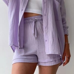 Two Piece Outfits Shirt and Shorts Set