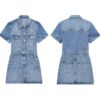 Mini Denim Shirt Dress For Ladies
