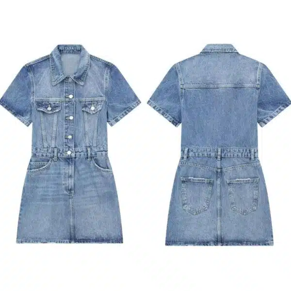 mini denim shirt dress for ladies