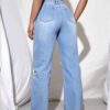 Simple Knee Cut Denim Jeans