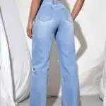 Simple Knee Cut Denim Jeans