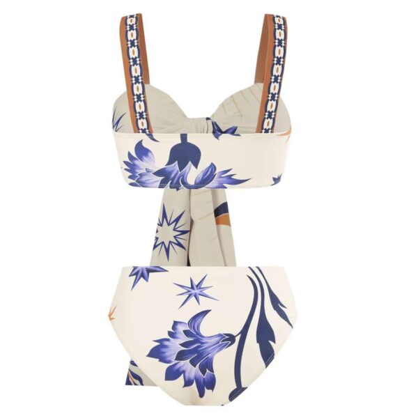 2 piece floral swimsuit with cover up wrap skirt