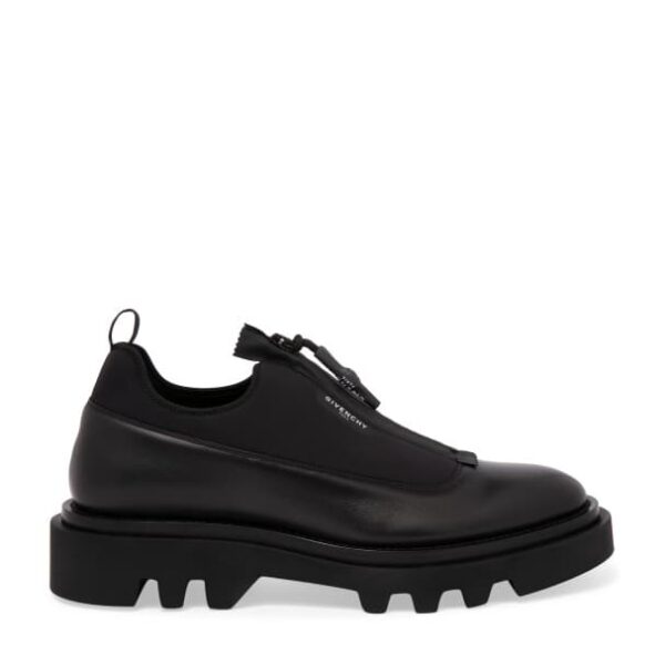 combat derby leather zip-up shoes for men