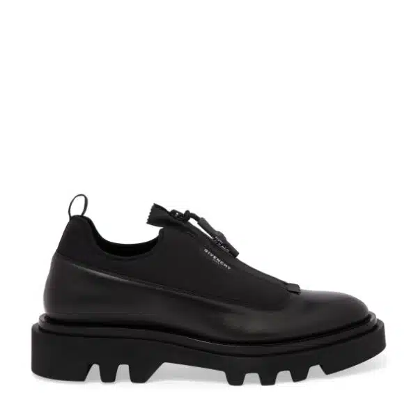 combat derby leather zip-up shoes for men