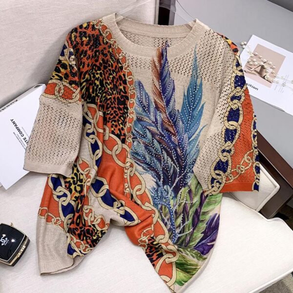 knitted multicolor vintage patchwork t-shirt