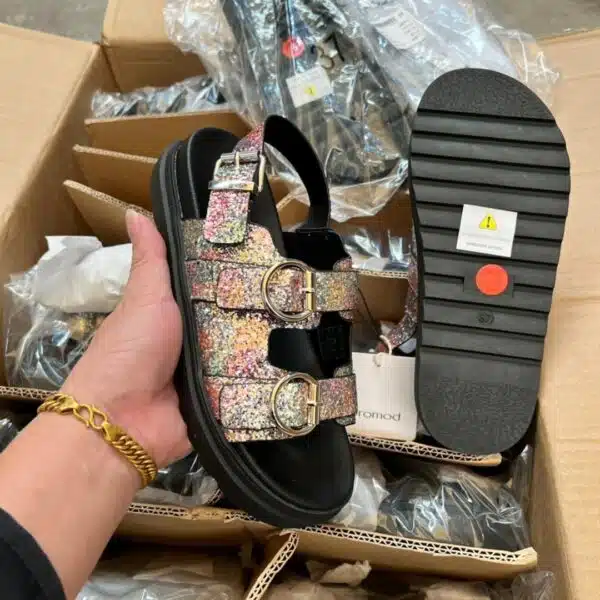 ladies platform buckle sandals