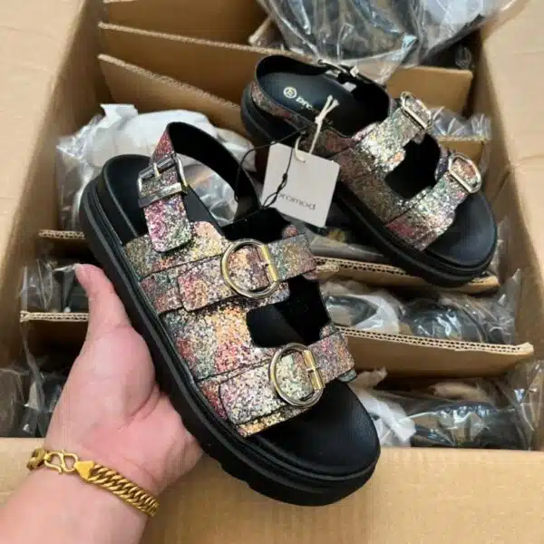 ladies platform buckle sandals