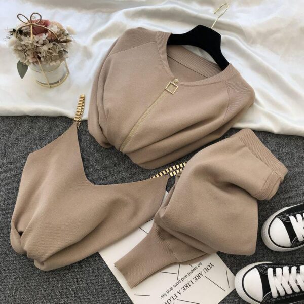 luxury 3 piece track suit set for ladies
