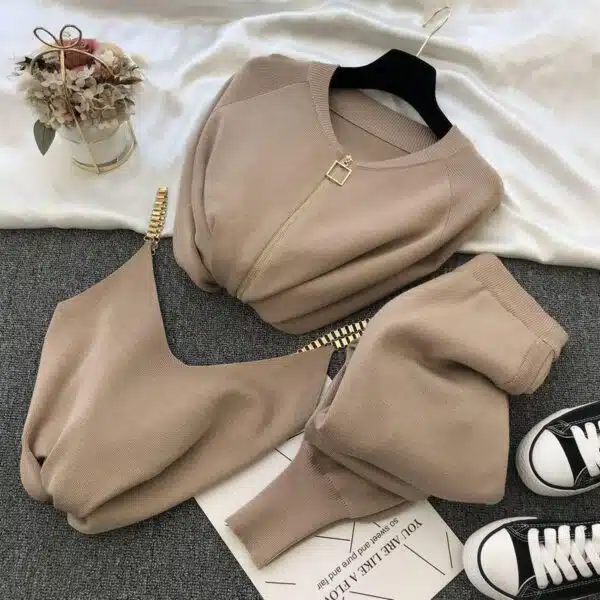 luxury 3 piece track suit set for ladies