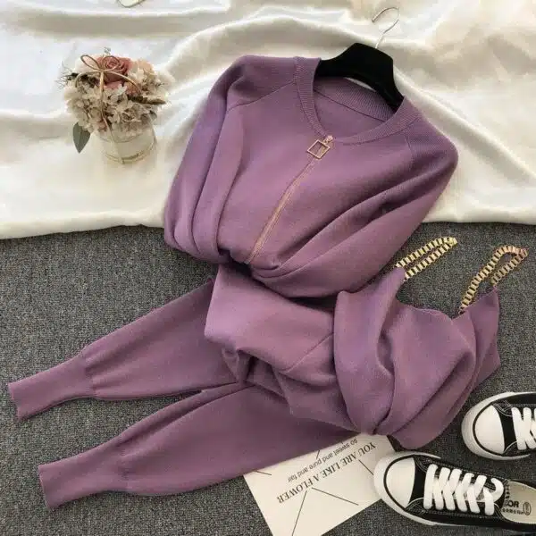 luxury 3 piece track suit set for ladies