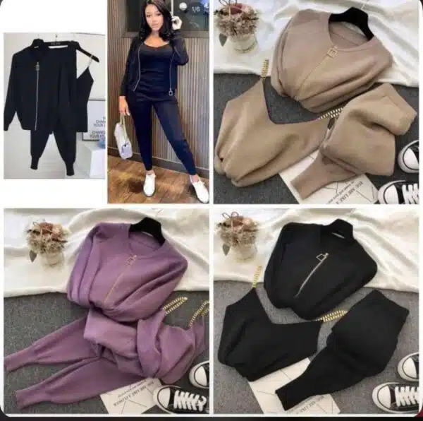 luxury 3 piece track suit set for ladies