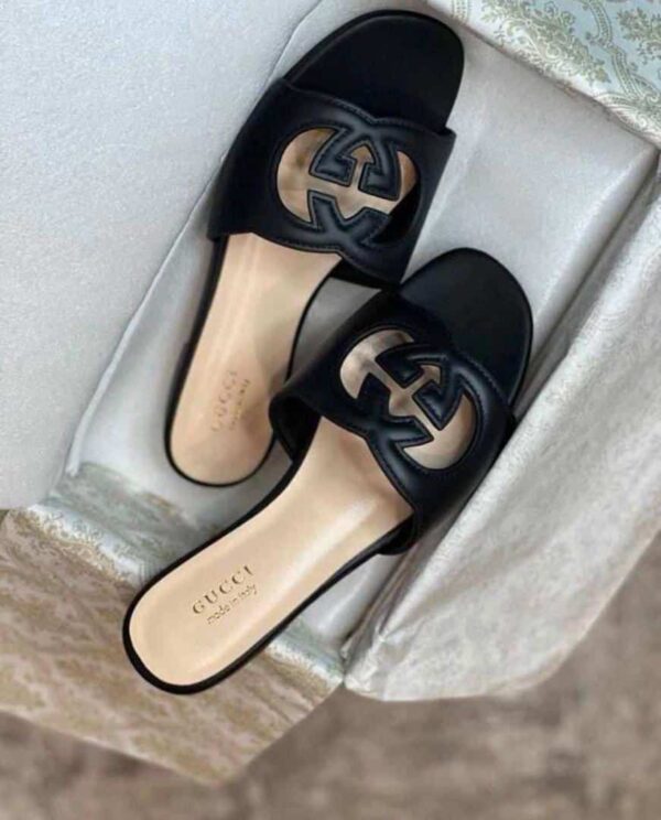 ladies open-toe flat slide slippers