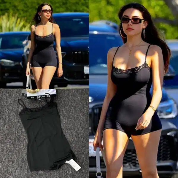 lace trim spaghetti strap playsuit