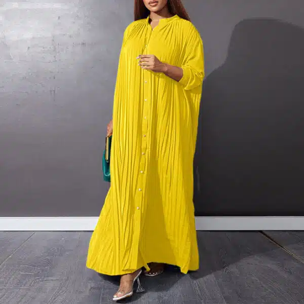 loose casual pleated maxi dress