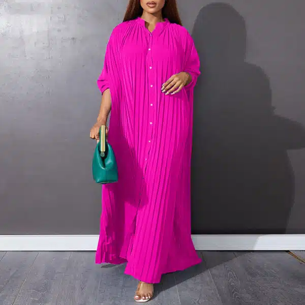 loose casual pleated maxi dress