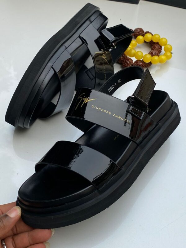 men's glossy double strap sandal