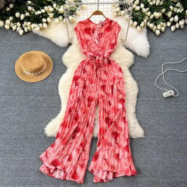 abstract print wide-leg jumpsuit