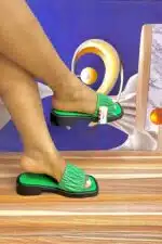 women's pleated slippers