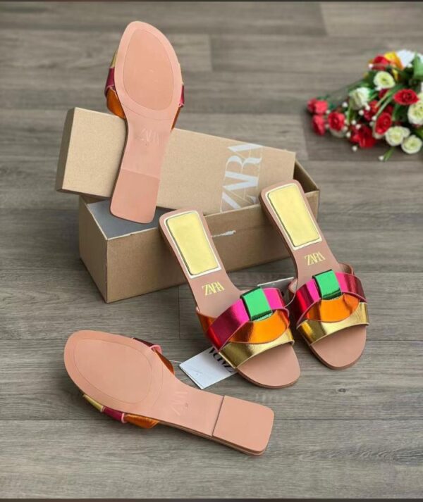 women's metallic colorful flat slippers