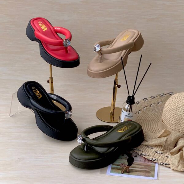 ladies high sole slippers