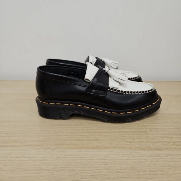 black & white contrast leather loafers