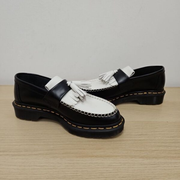 black & white contrast leather loafers