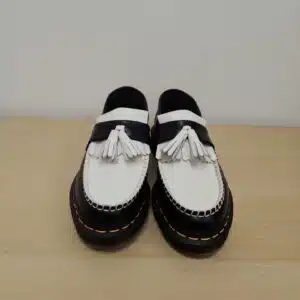 Black & White Contrast Leather Loafers