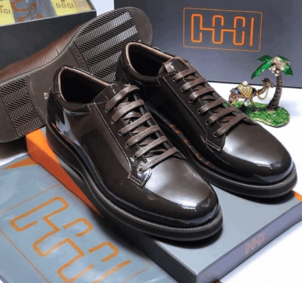 men patent leather lace up shoes