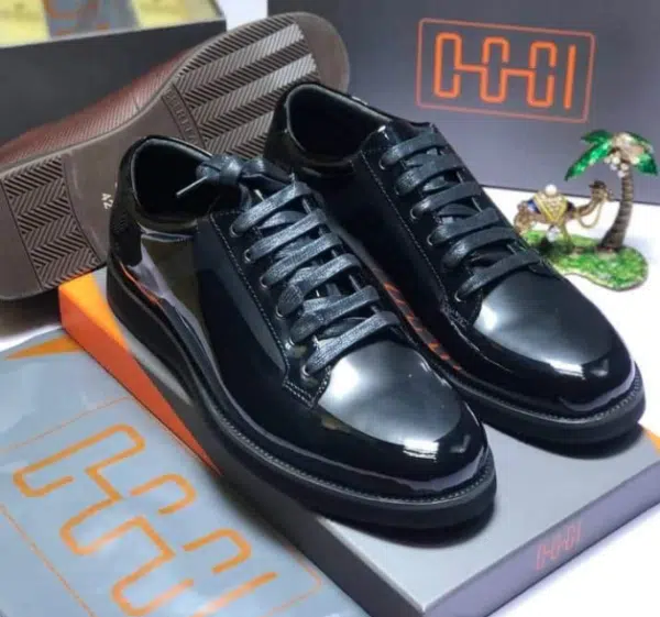 men patent leather lace up shoes