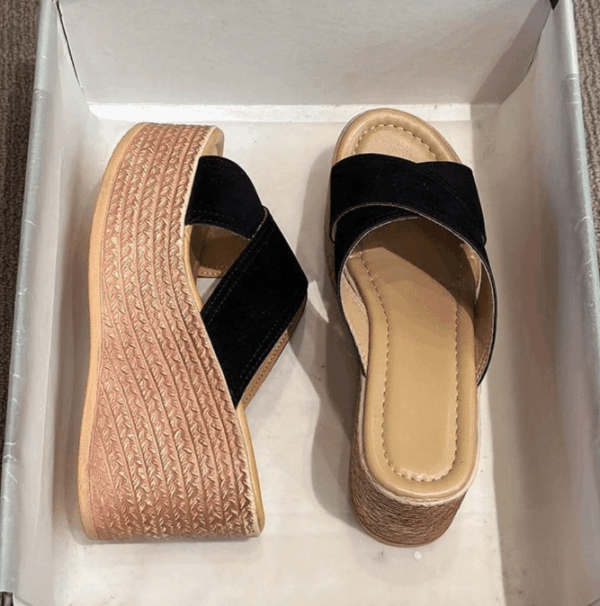 women fashion platform wedge slippers