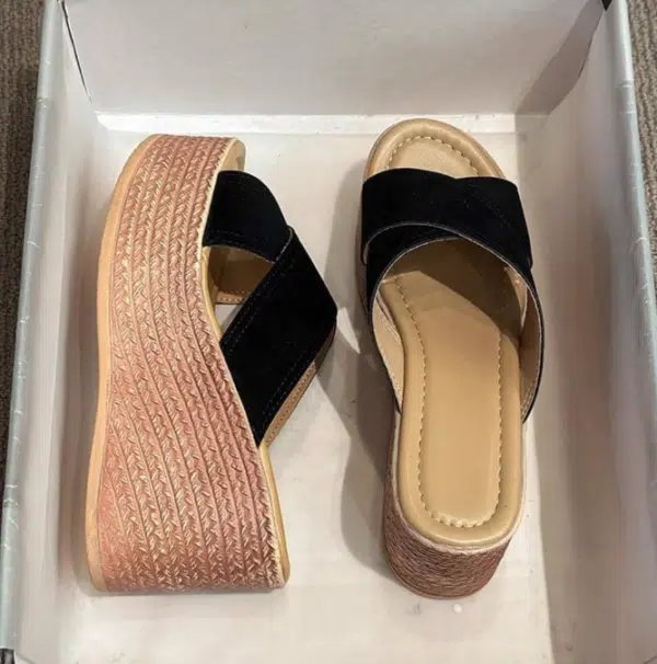 women fashion platform wedge slippers