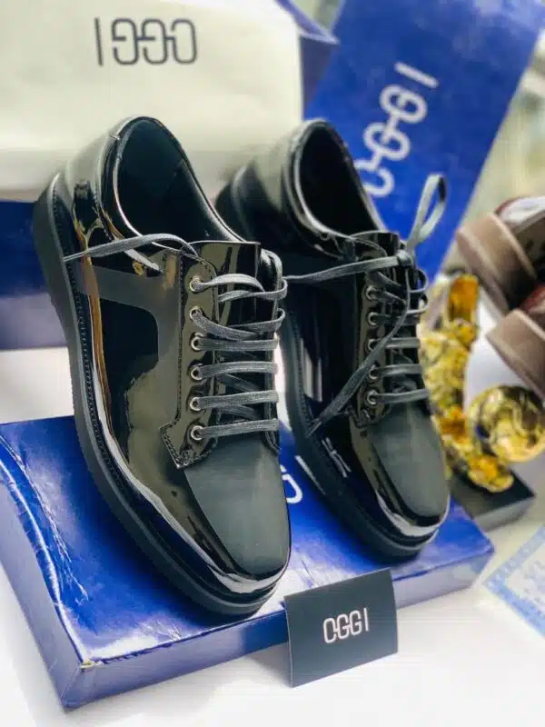 men patent leather lace up shoes
