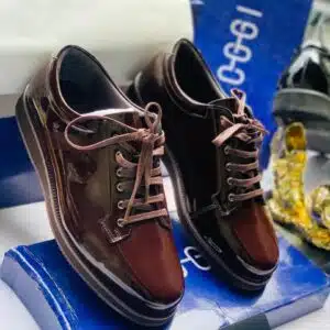 Men Patent Leather Lace Up Shoes