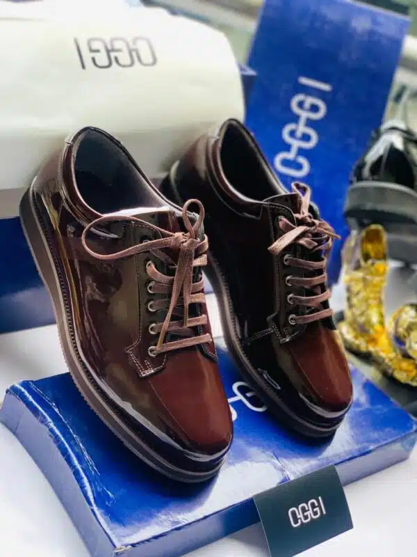 men patent leather lace up shoes