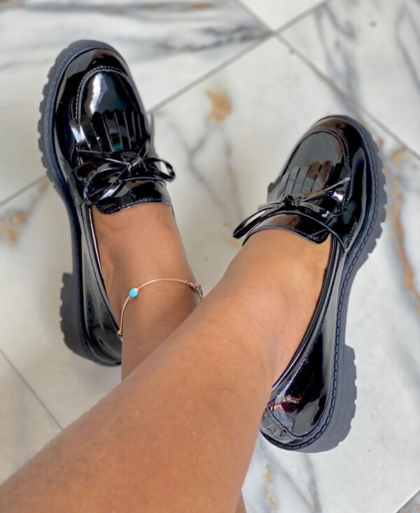 women fashion fringe bow loafers