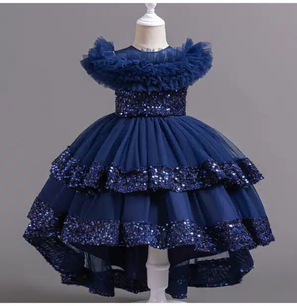 sequined big girls flower girl high-low dress