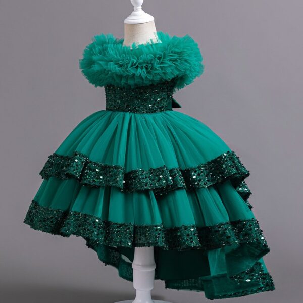 sequined big girls flower girl high-low dress